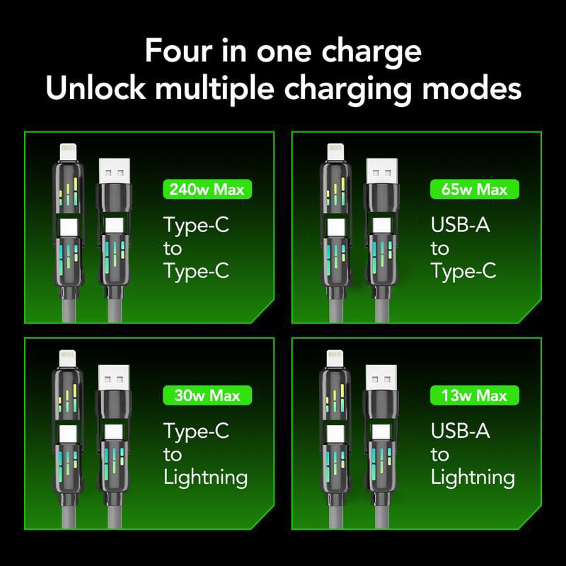 كابل USB-C رباعي في واحد بقدرة 240 واط